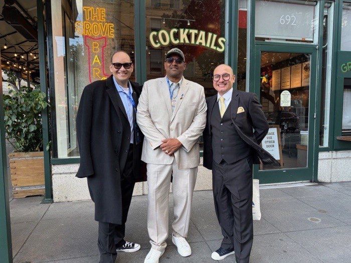 Cedric with friends downtown